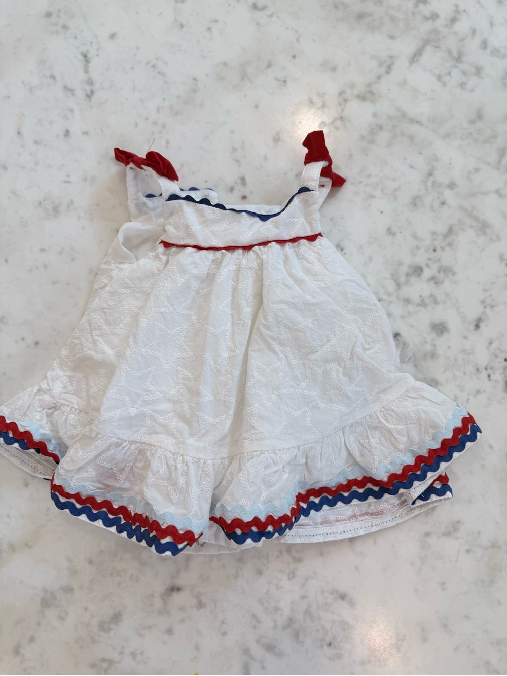 Baby Dress with Red & Blue Trim